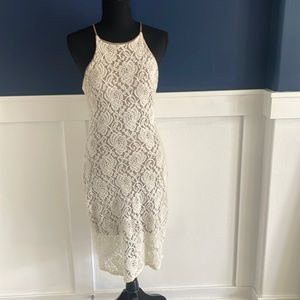 White lace long and sheer dress